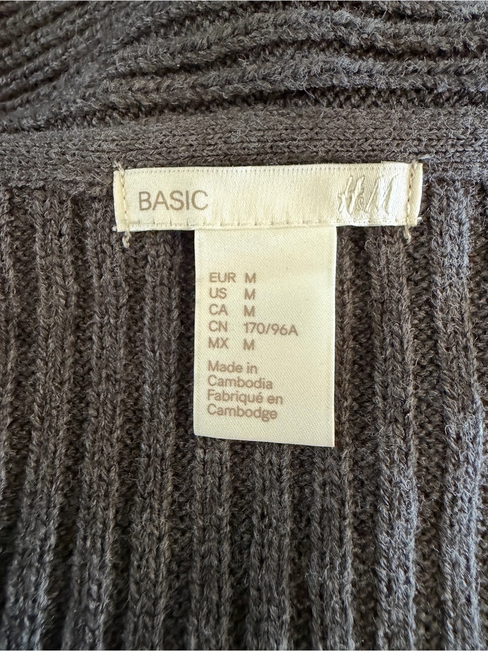 H&M Basic Dark Gray Ribbed Open-Front Cardigan - Picture 3 of 3